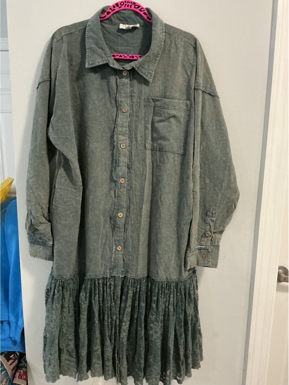 Oli & Hali Women's Size M L XL Ruffle Lace Maxi Duster Kimono Cardigan Boho #273